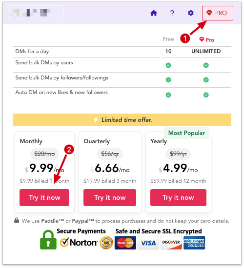 IG DM Bot chrome extension subscribe pro